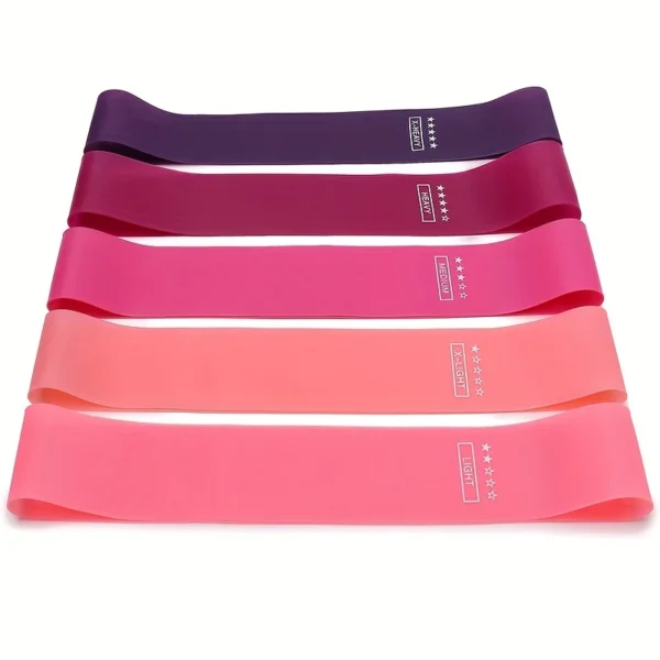 8ba1d9f3aa0b3bbe6b21a78dfe2c34c5 5pcs/set Portable Purple Haired Gradient Fitness Resistance Bands