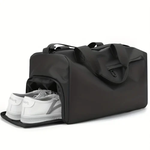 f4b82a49-6839-47f0-8db3-90739c7f353a Black Fitness Bag with Shoe Compartment